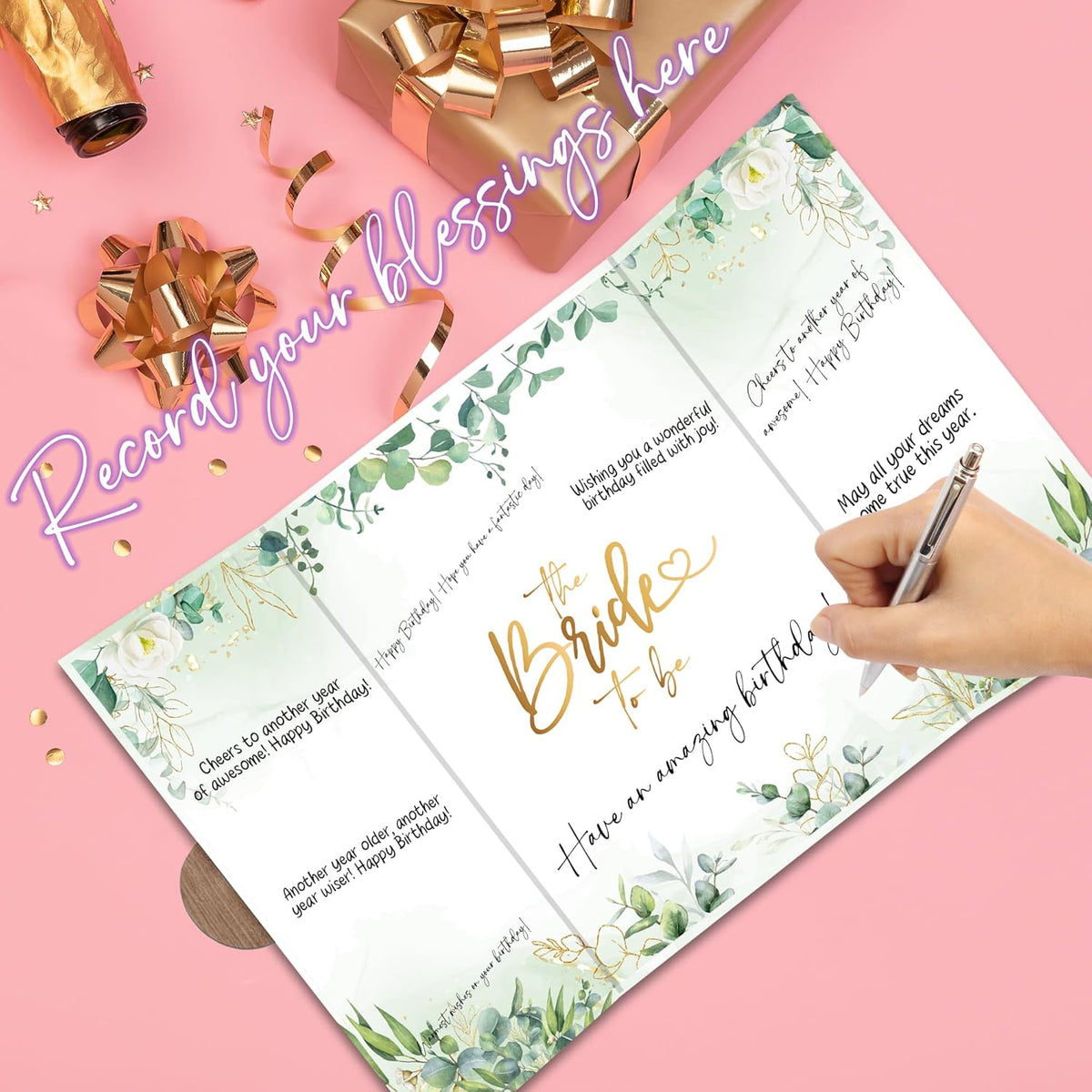 Botanical Bridal Shower Decorations - 18 ''x12'' Bride-to-Be Signature Guest Book Alternative