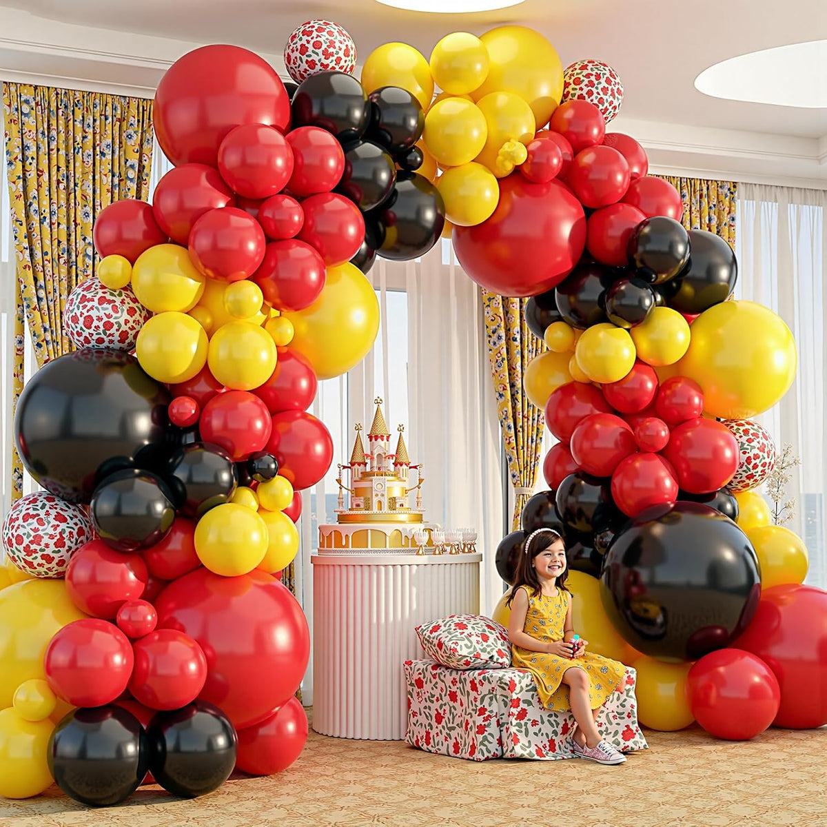 412Pcs Red Yellow Black Balloon Garland Arch Kit,18 12 10 5 Different Sizes Latex Party Balloons