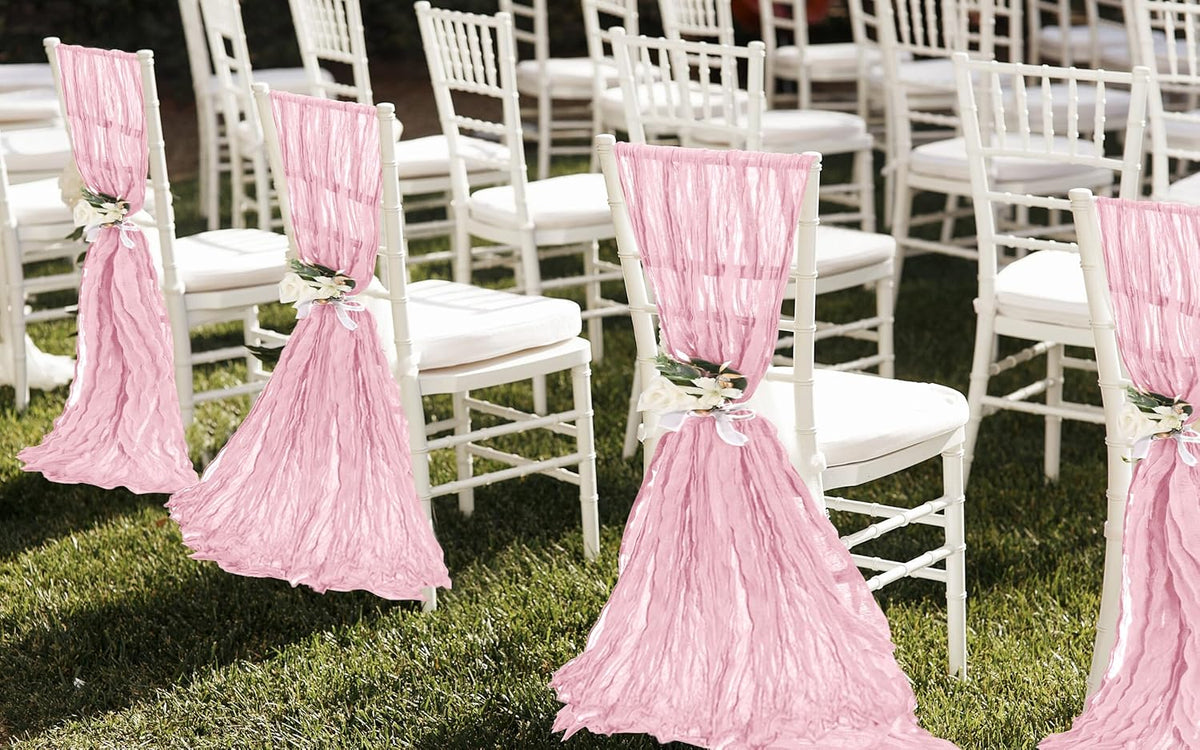 50 PCS Cheesecloth Chair Sashes, Bows Designed ChairSashes, 15.7x108 inch Chair Sashes for Aisle