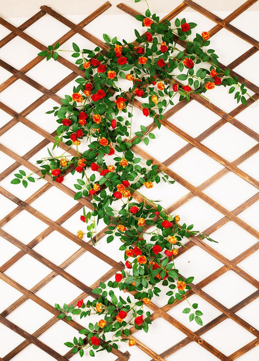 6FT Bendable Rose Vine with Butterflies, Wildflower Garland Hanging Floral Garland for Wall Decor
