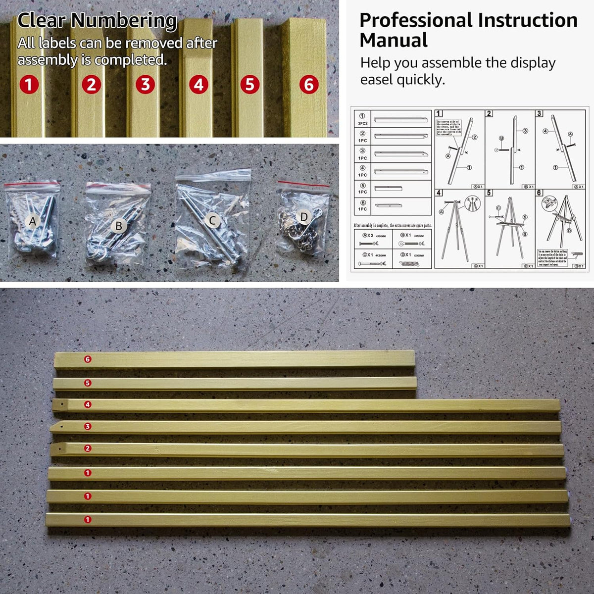 nianfeng Wooden Easel Stand for Sign, Easel Display Stand Floor for Wedding Sign With Adjustable