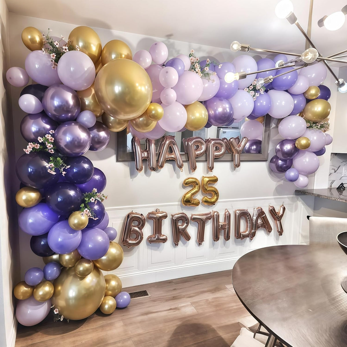Purple and Gold Balloons, 12 Inch 35PCS Dark Pastel Purple Lavender Balloons with Metallic Gold