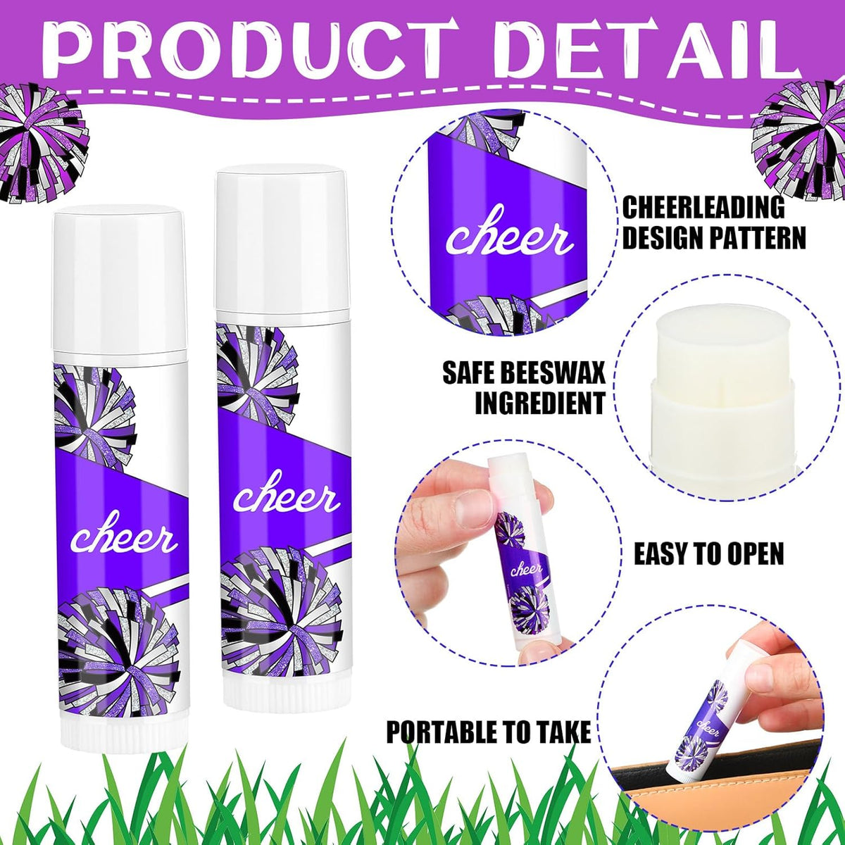 24 Pcs Cheer Lip Balm Cheer Teams Camp Gifts Pom Pom Leaders Party Favors Gear Lip Balm Mom Gift