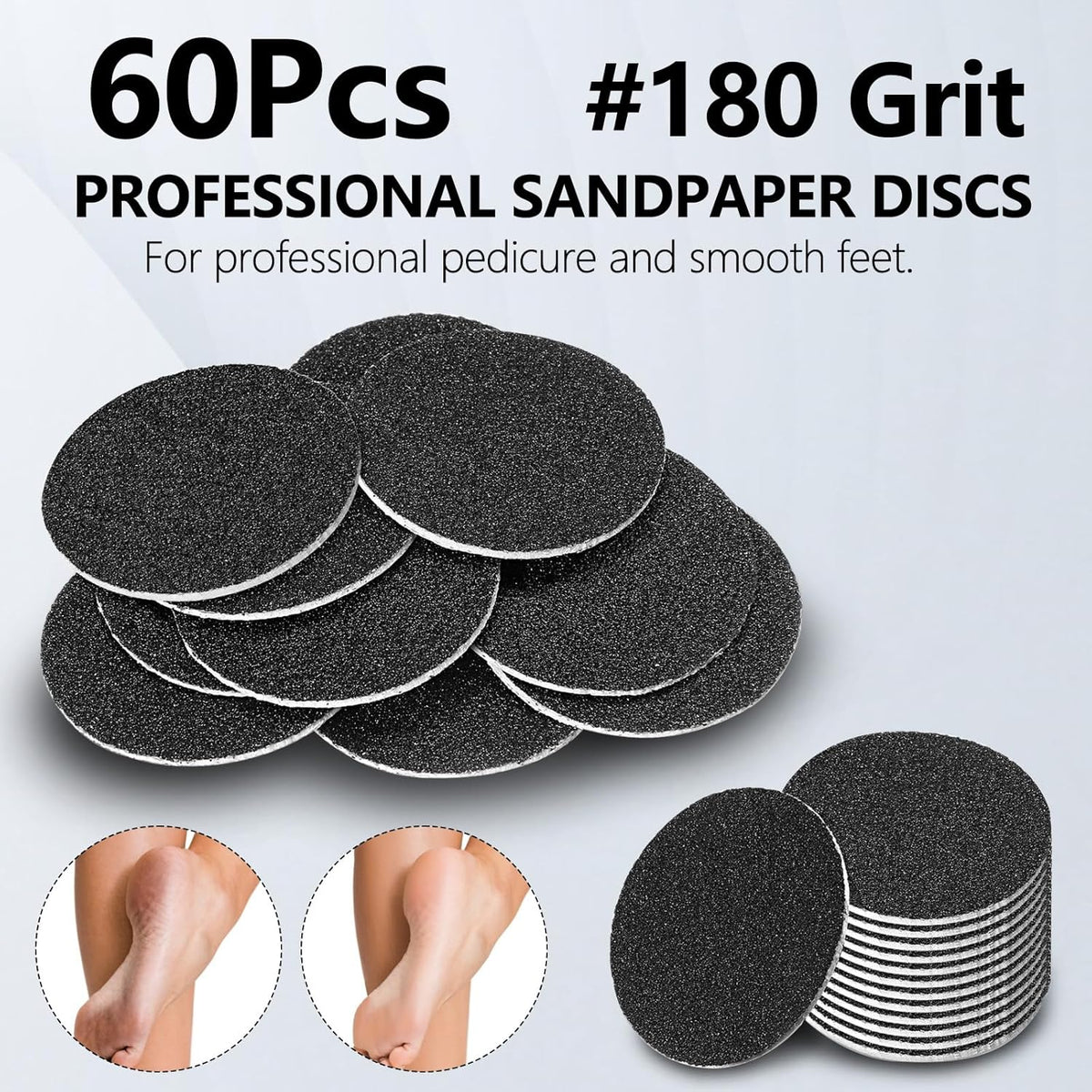 60 Pcs Replaceable Sandpaper Refill Discs for Electric Foot File Callus Remover Foot Care Dead Skin