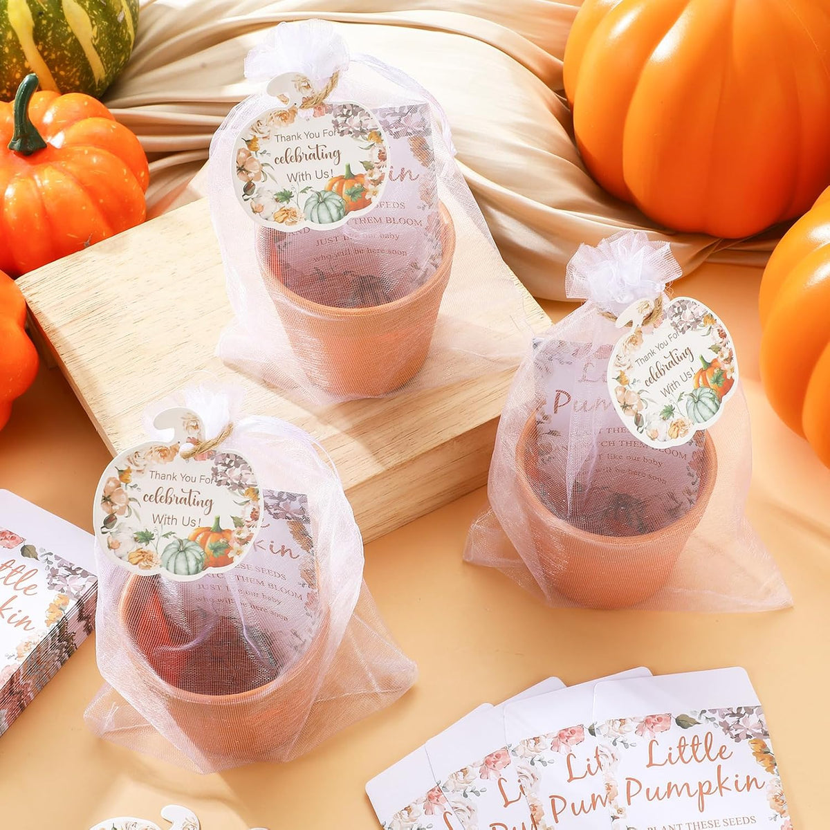 Ctosree 50 Sets Fall Baby Shower Seed Packet for Guests a Little Pumpkin is on The Way Gifts