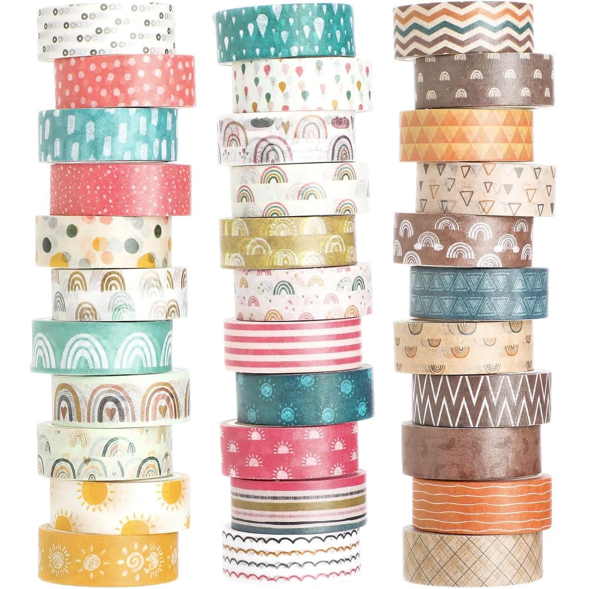 TaoBary 33 Rolls Holiday Plaid Washi Tape, 15 mm Seasonal Washi Tape Set Bohemian Colorful Vintage