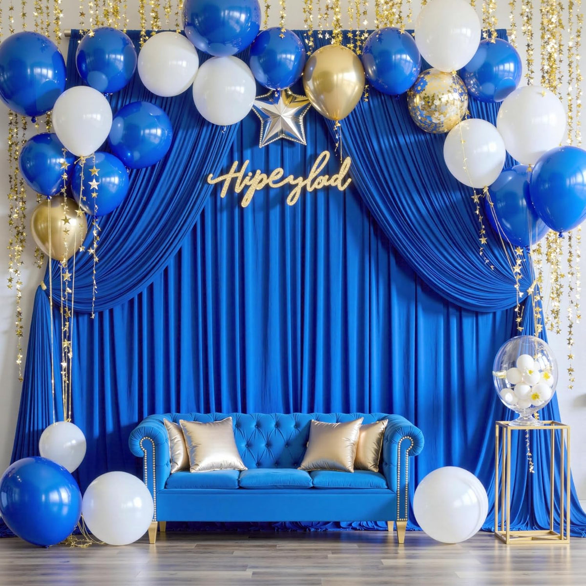 30ft x 10ft Wrinkle Free Royal Blue Backdrop Curtain for Party, Polyester Royal Blue Photo Backdrop