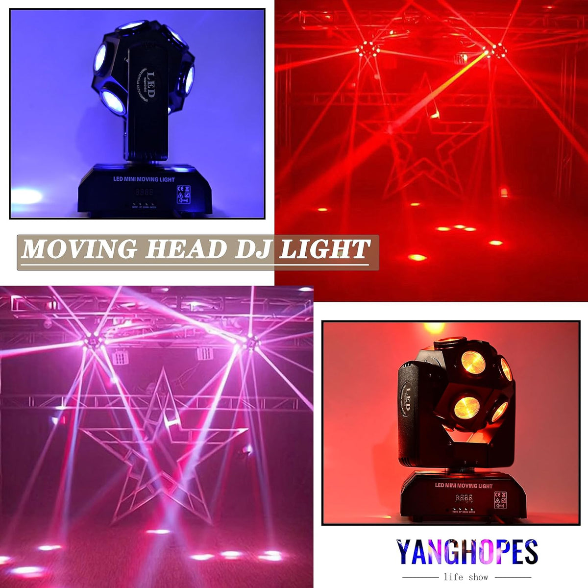Moving Head DJ Light Party RGBW LED Beam Lights DMX 512 Strobe Light with Sound Activated