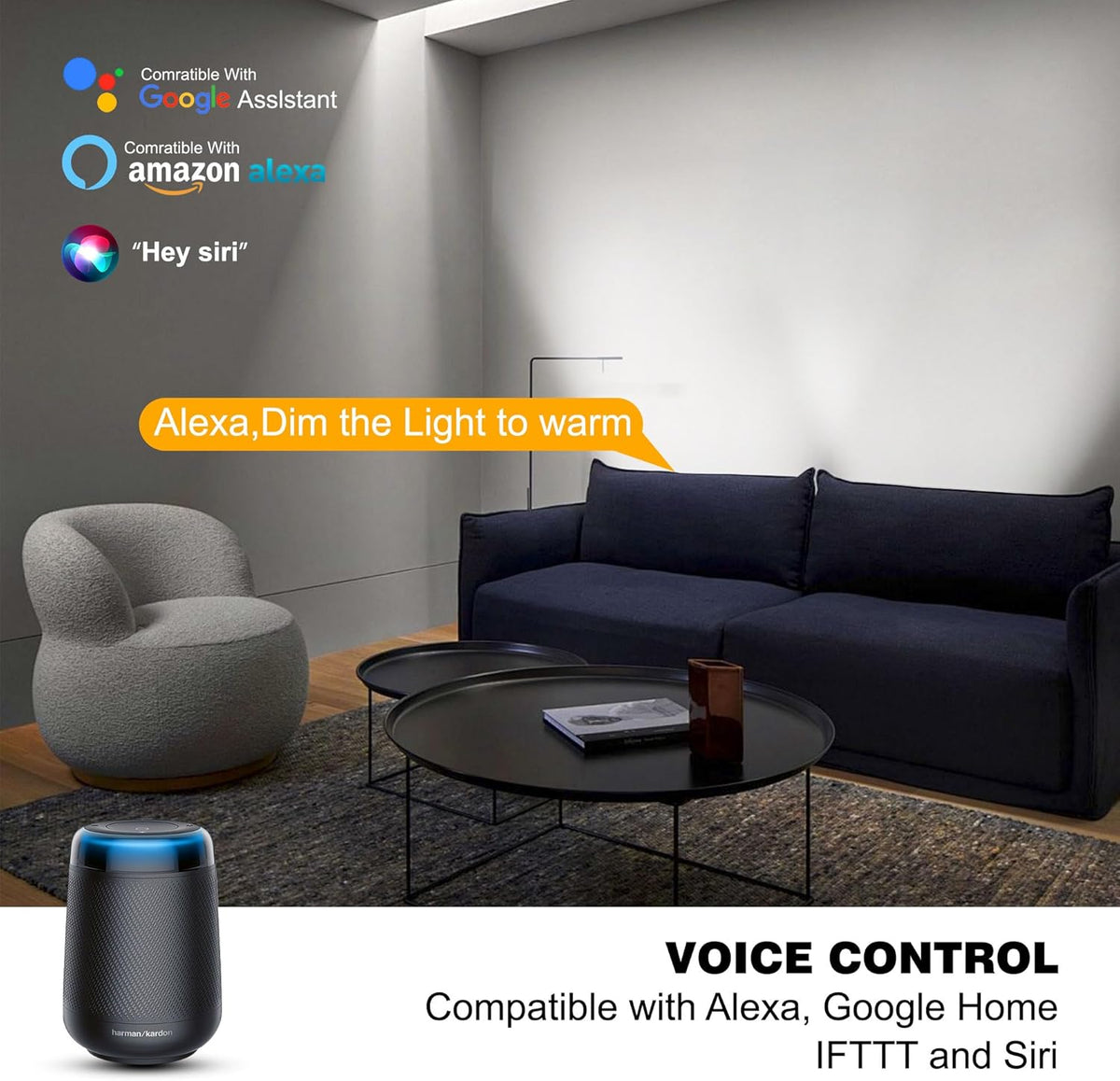 Smart Wall Washer Lights Adjustable Color Temperature 2700K-6500K,72W 9600lm 1%-100% Brightness