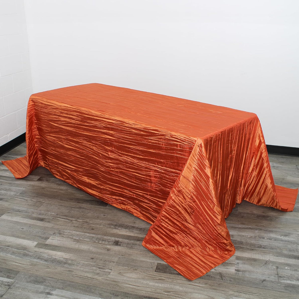 YOUR CHAIR COVERS - 90 x 156 inch Rectangular Crinkle Taffeta Tablecloth - Terracotta, Rectangle