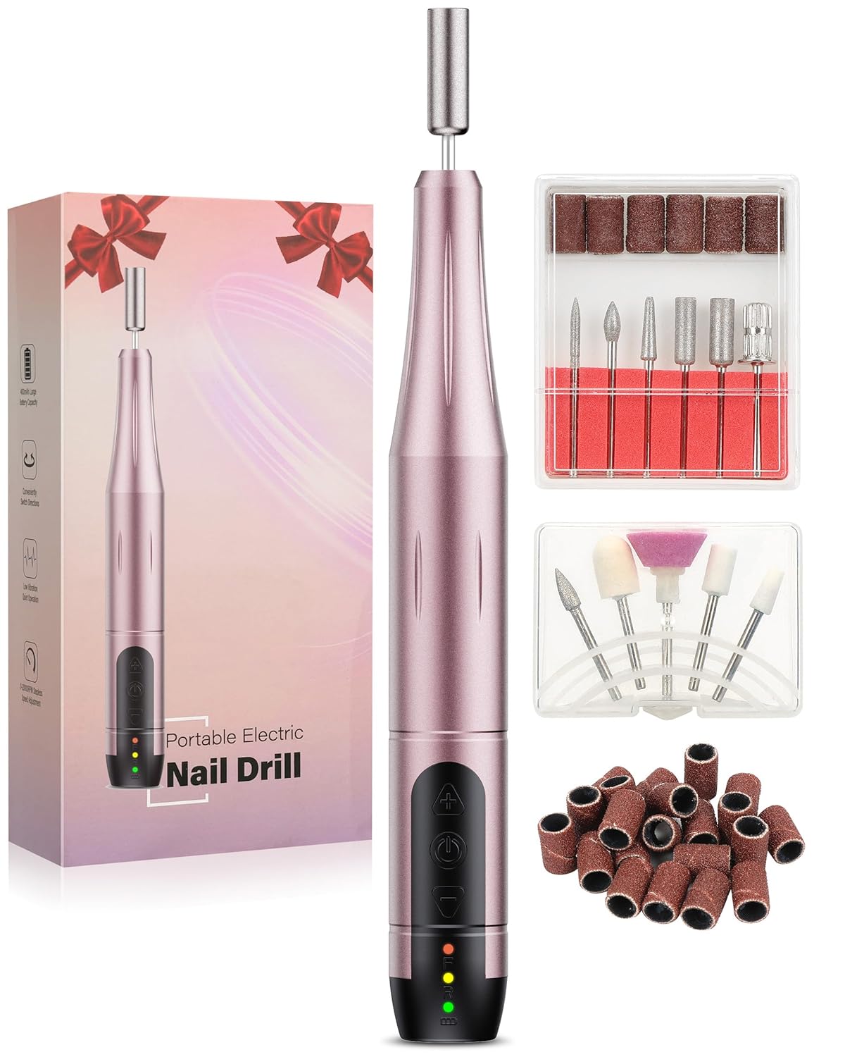 Cordless Nail Drill Electric File: Professional for Acrylic Gel Dip Powder Nails Portable Nail