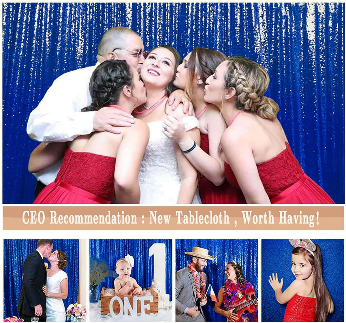ShinyBeauty Royal Blue Sequin Photo Booth Backdrop 5x10FT | Glitter Birthday Wedding Party