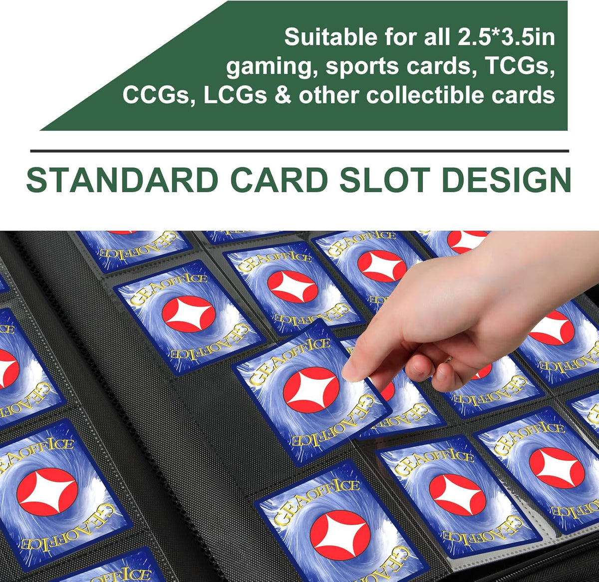 GEAoffice Premium 1000 Trading Card Binder, Large Side Loading 16 Pocket Card Collection Binder