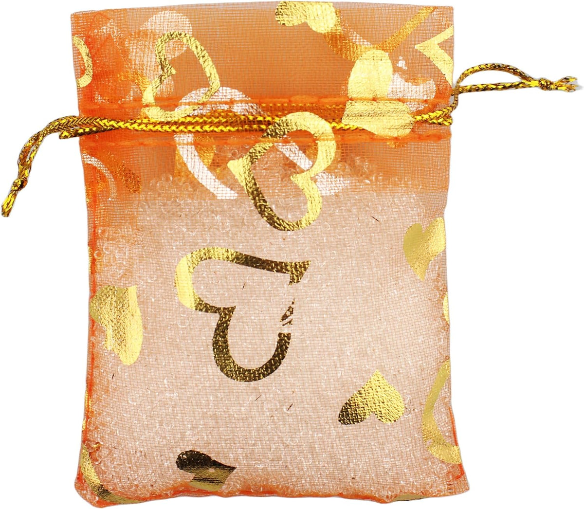 QIANHAILIZZ 100 Pack 2.8 x 3.5 Inch Flower Heart Organza Jewelry Gift Pouch Candy Pouch Drawstring