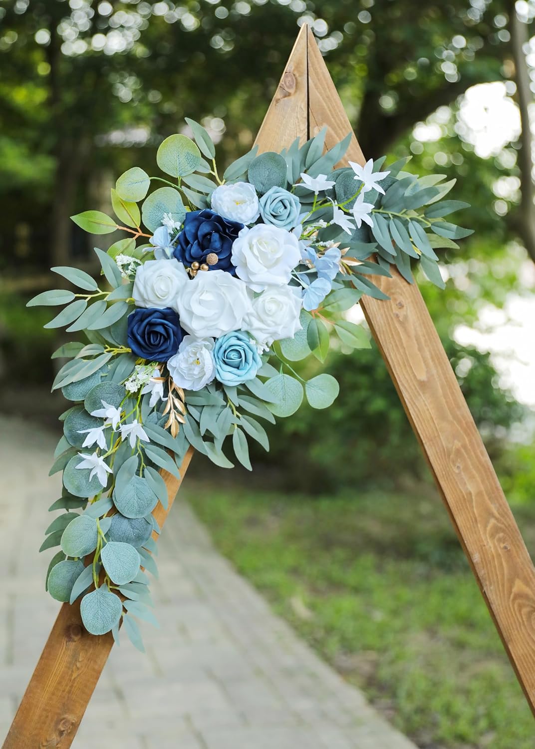 Artificial Dusty Blue Wedding Arch Flower Swags Set of 2 for Welcome Signs Floral and Wedding