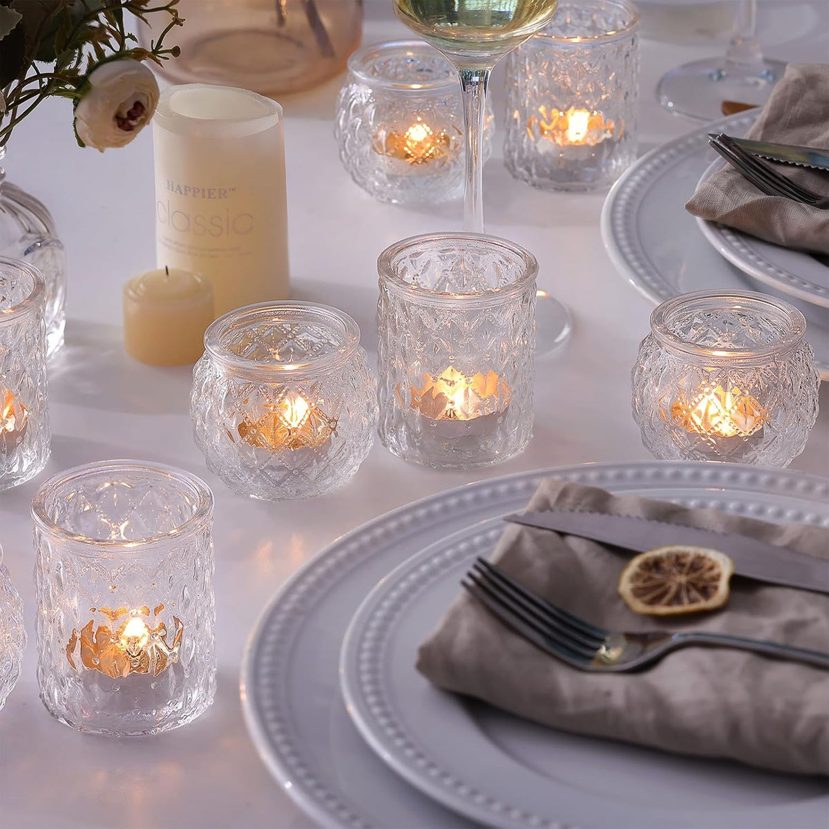 36pcs Assorted Clear Votive Candle Holders, Tea Light Candle Holders for Wedding Centerpiece, Glass