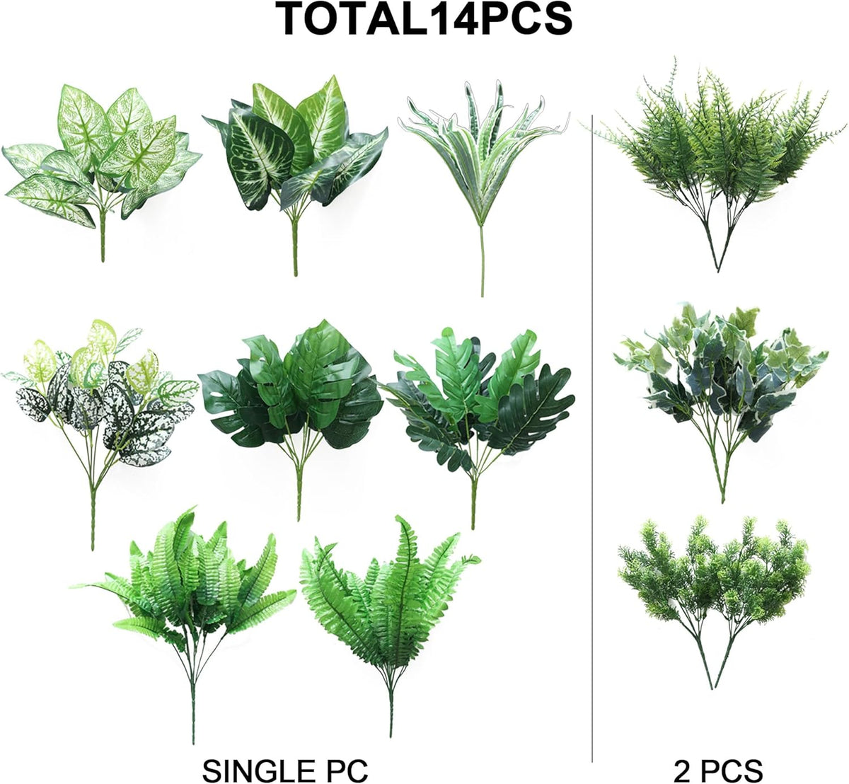 PARTY JOY 14 Bunches Fake Plants Outdoor, Fake Bushes UV Resistant Artificial Flowers Greenery