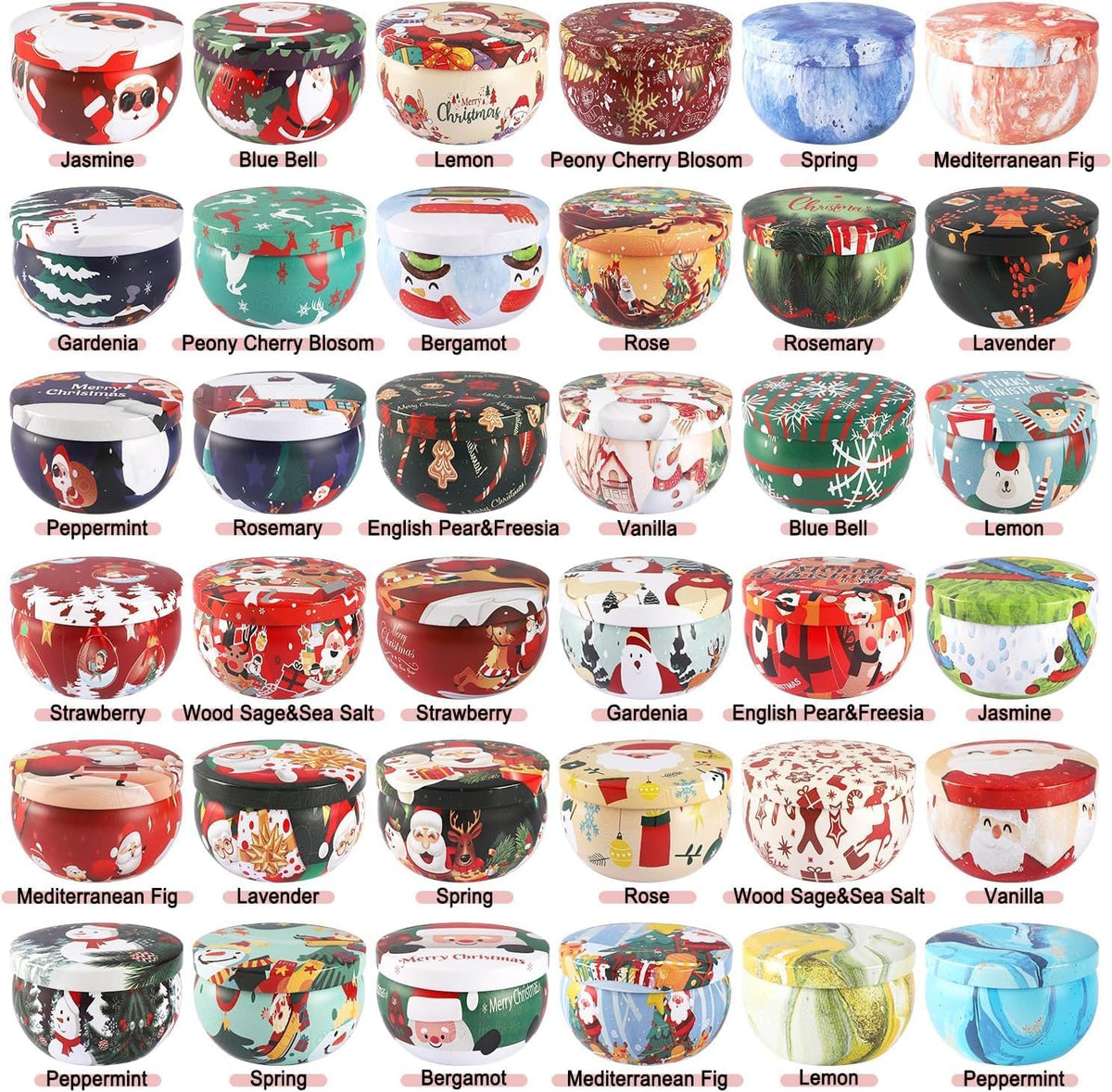 36 Pack Christmas Scented Candles Set for Home, Relaxing Stress Relief, Aromatherapy - Natural Soy