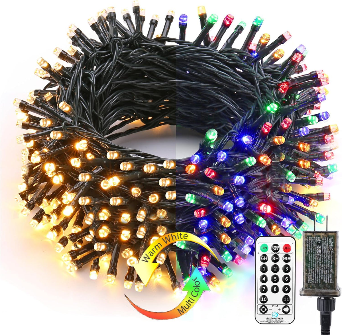 BrizLabs Christmas Lights, 180ft 500 LED Color Changing Christmas Lights with Remote Timer, 11