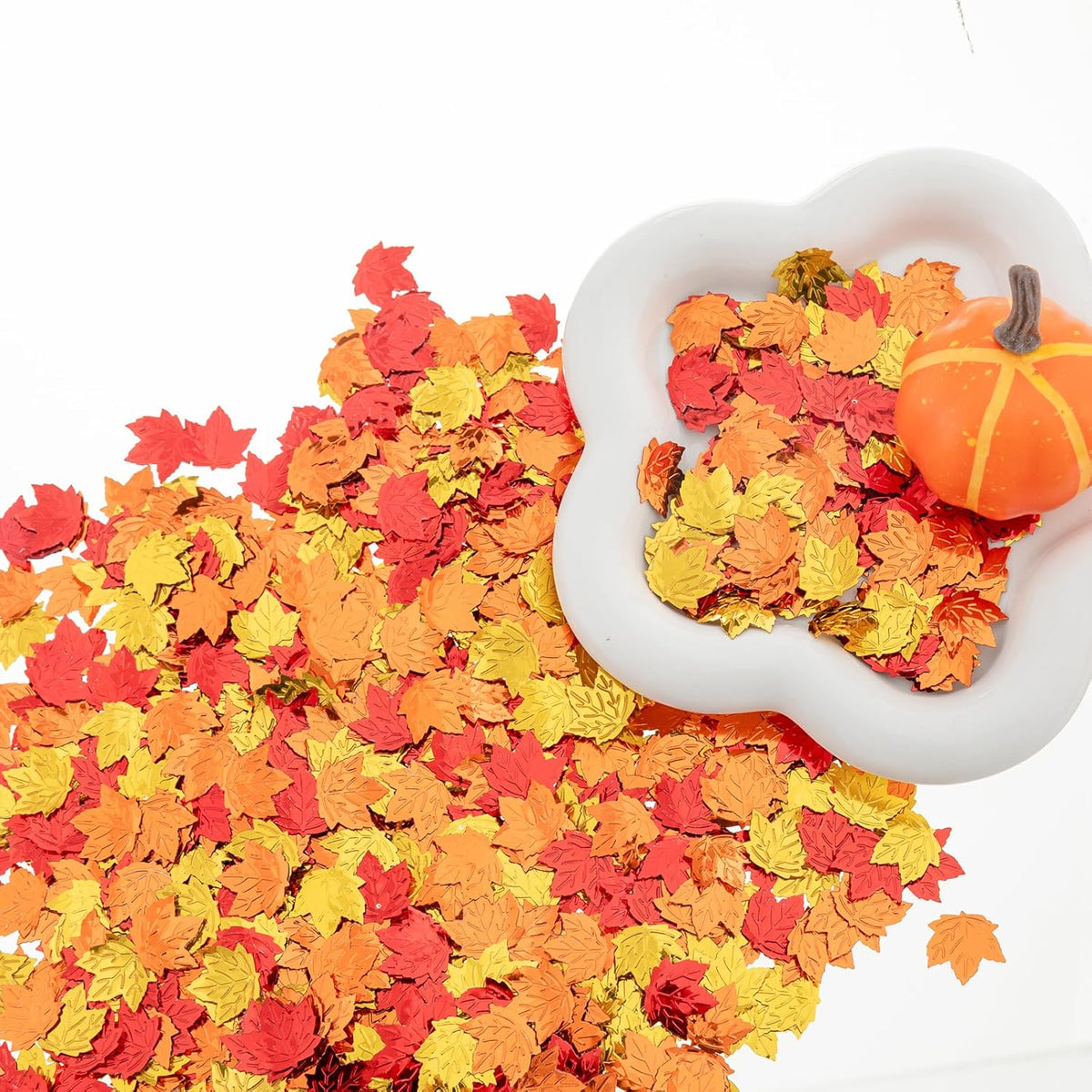 Fall Maple Leaf Confetti Decorations, Thanksgiving Metallic Foil Maple Leaves Table Confetti