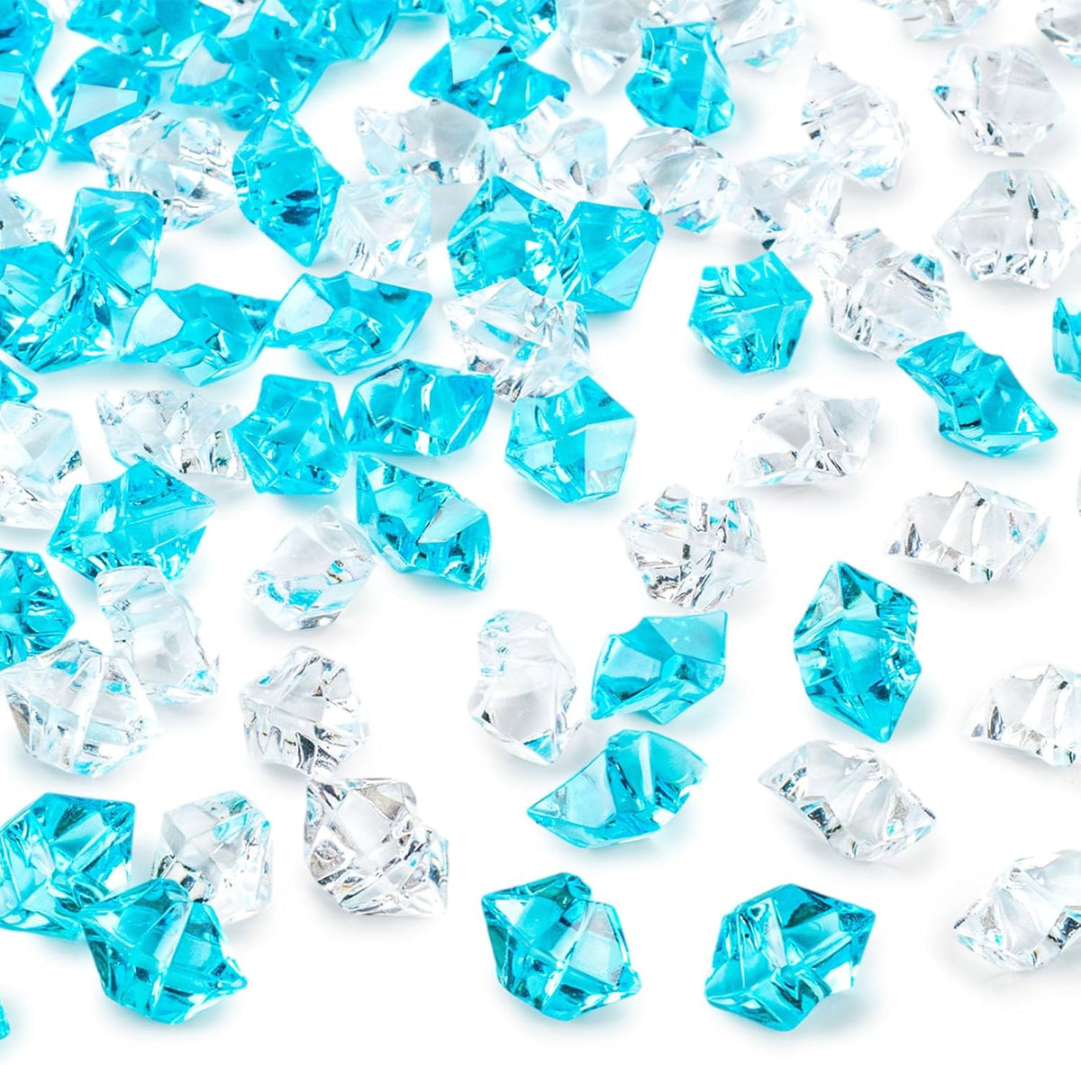 DomeStar 150PCS Fake Ice, Vase Filler Mixed Blue Fake Ice Rocks, Acrylic Crystals for Crafts Table