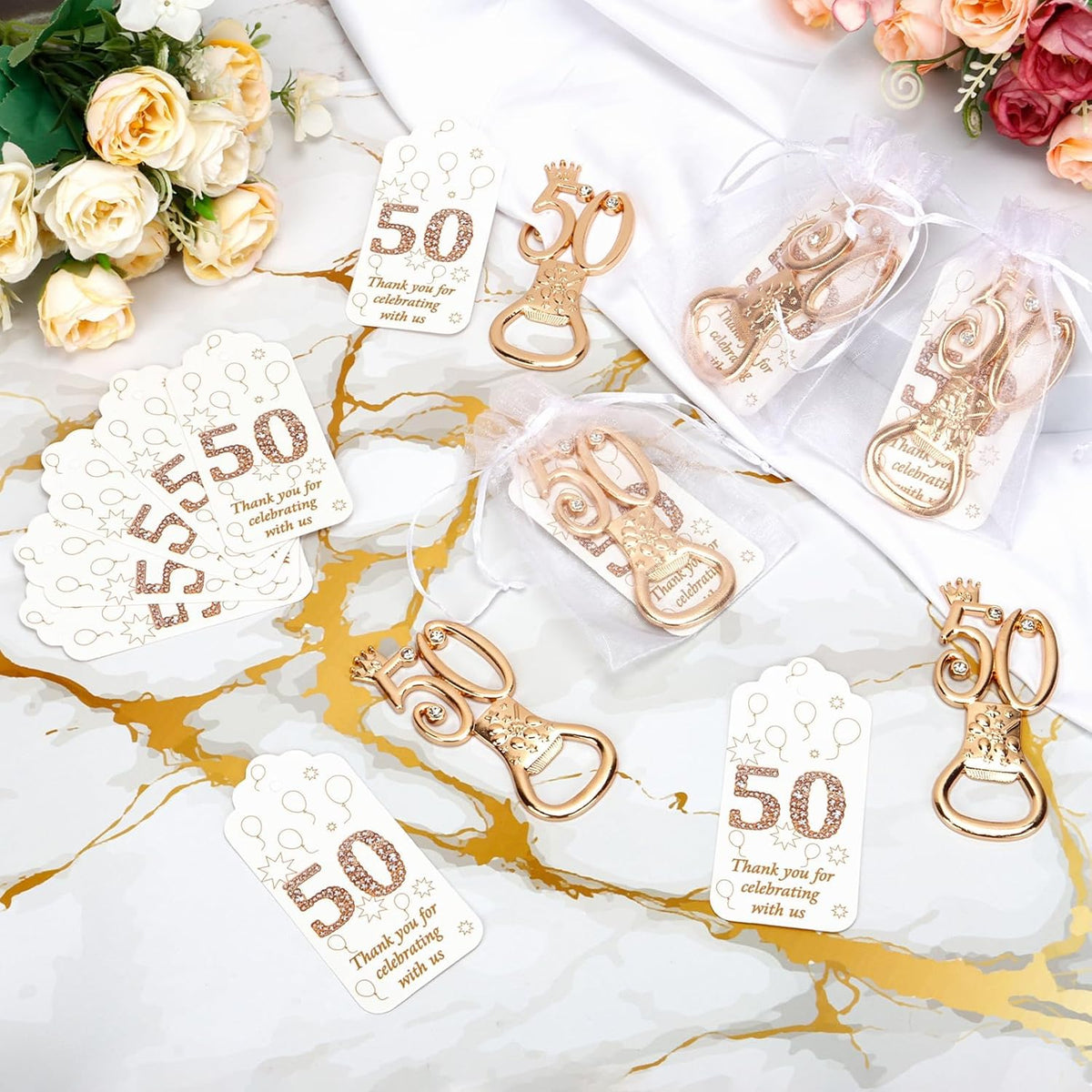 50Pcs 50th Birthday Bottle Opener Set 50th Birthday Party Favors 50th Golden Bottle Openers