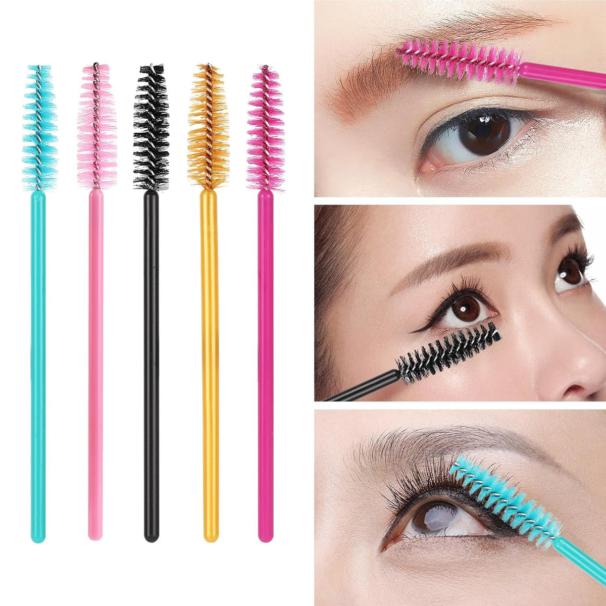 Tbestmax 500 Disposable Mascara Wands Eyelash Brush Spoolies for Eyebrow Eye Lash Extension, Makeup