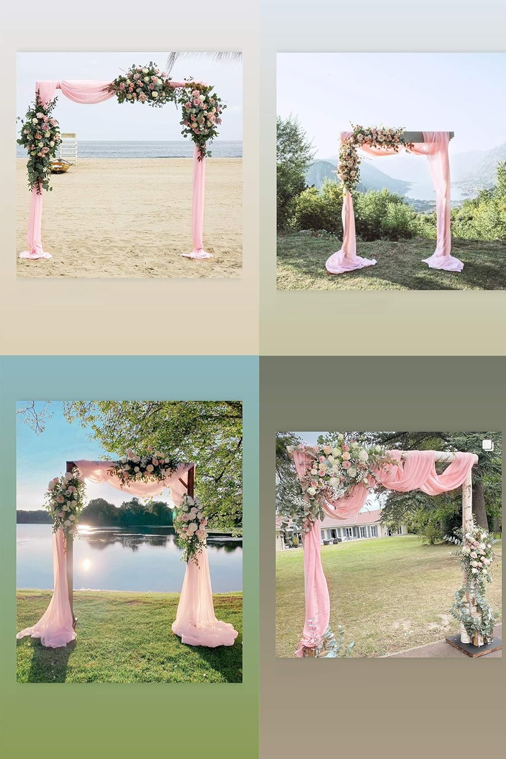 Socomi Wedding Arch Draping Fabric 3 Panels 29" x 19Ft Blush Pink Sheer Chiffon Curtain Drapes 6