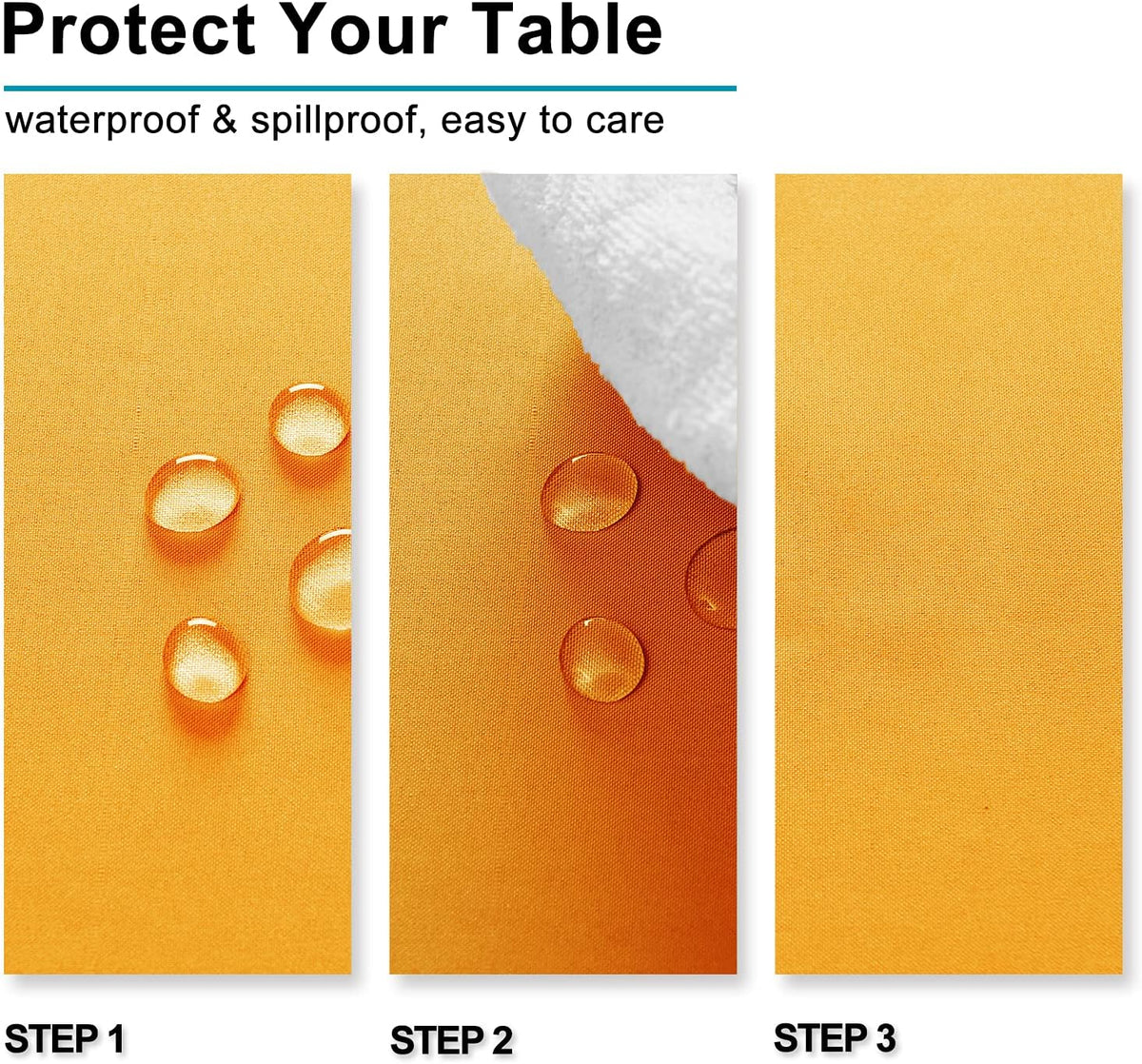 Hiasan Orange Yellow Rectangle Tablecloth - Waterproof Washable Fabric Table Cloth for Dining Party