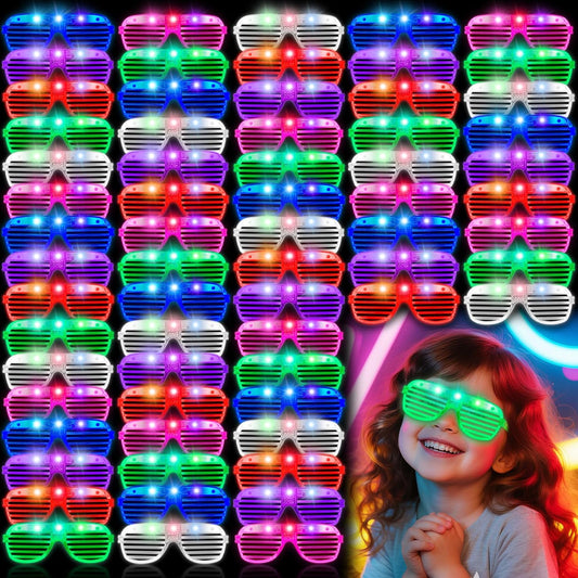 150 Pack 6 Neon Color Halloween Party Favors, Glow in The Dark Glasses for Kid Adult, LED Light Up