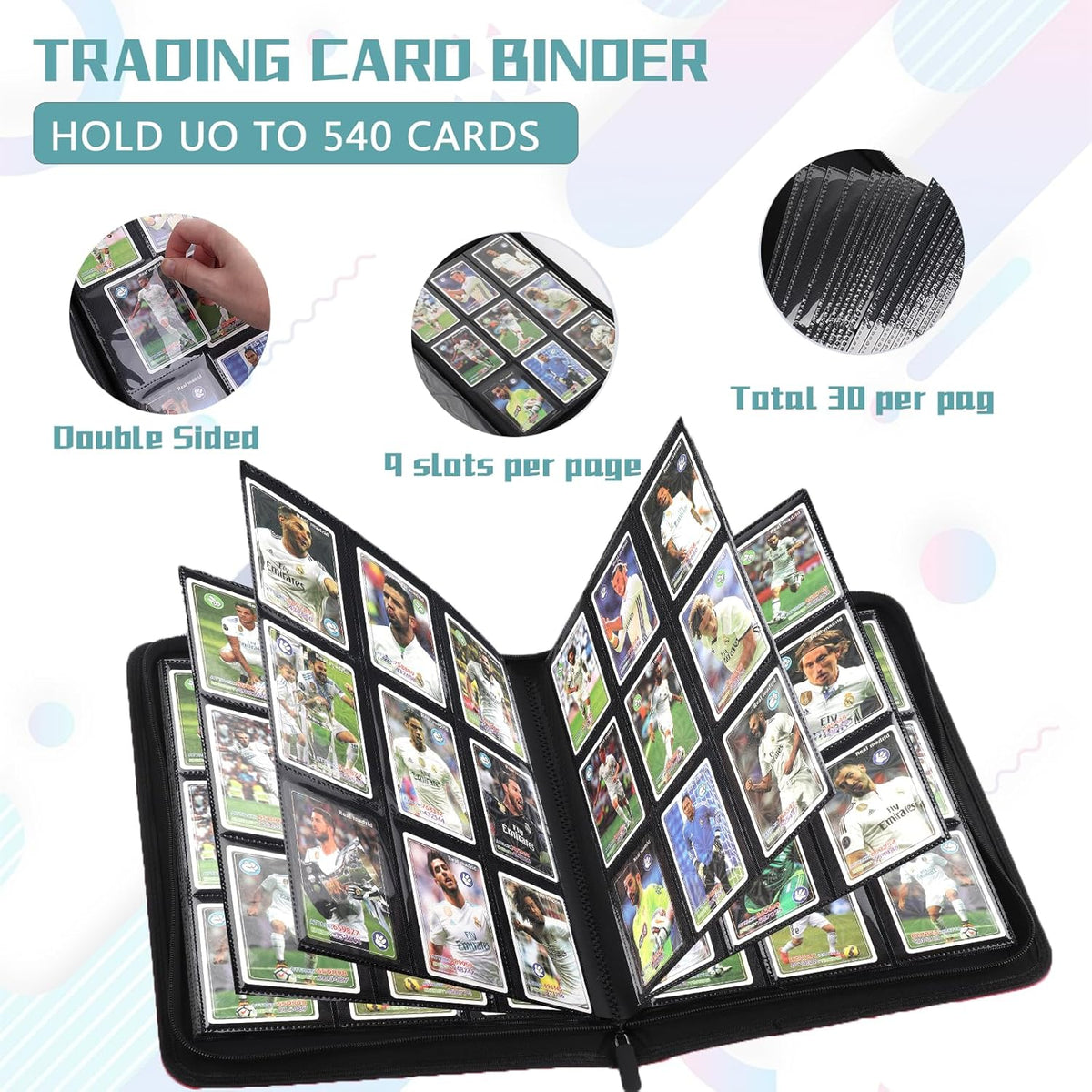 9 Pocket Card Binder,540 Pocket Trading Card Binders,Loading Pocket Collectible Card Album for MTG