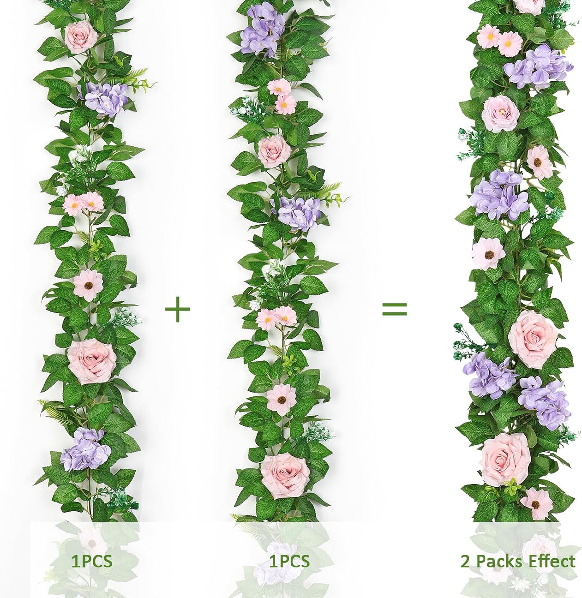 Dremisland 2PCS Artificial Rose Vine Fake Flower Garland 6FT Faux Silk Rose Hanging Vine Floral