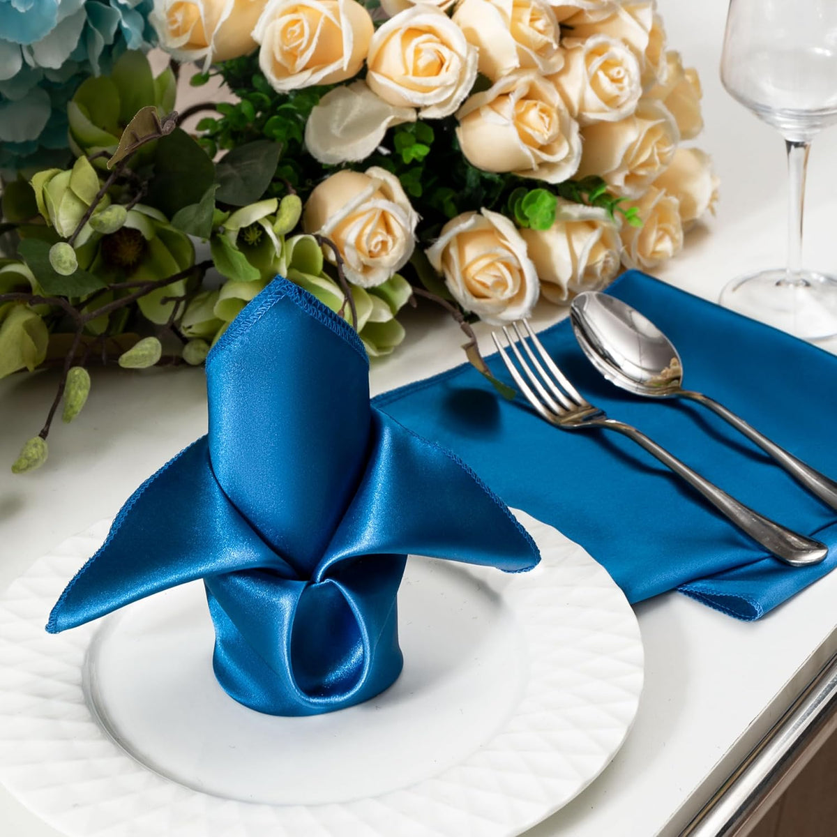 36 Pack Square Satin Dinner Napkins, 16x16 Inches Silky Soft Smooth Table Cloth Napkins for
