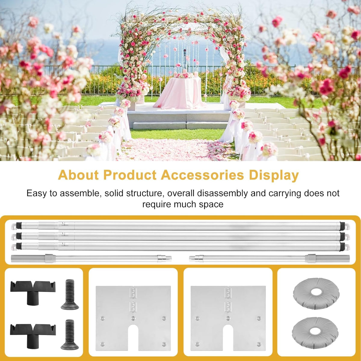 Jiang&Rong 10x10Ft Three Crossbar Backdrop Stand - Heavy Duty Adjustable Metal Frame with Drape