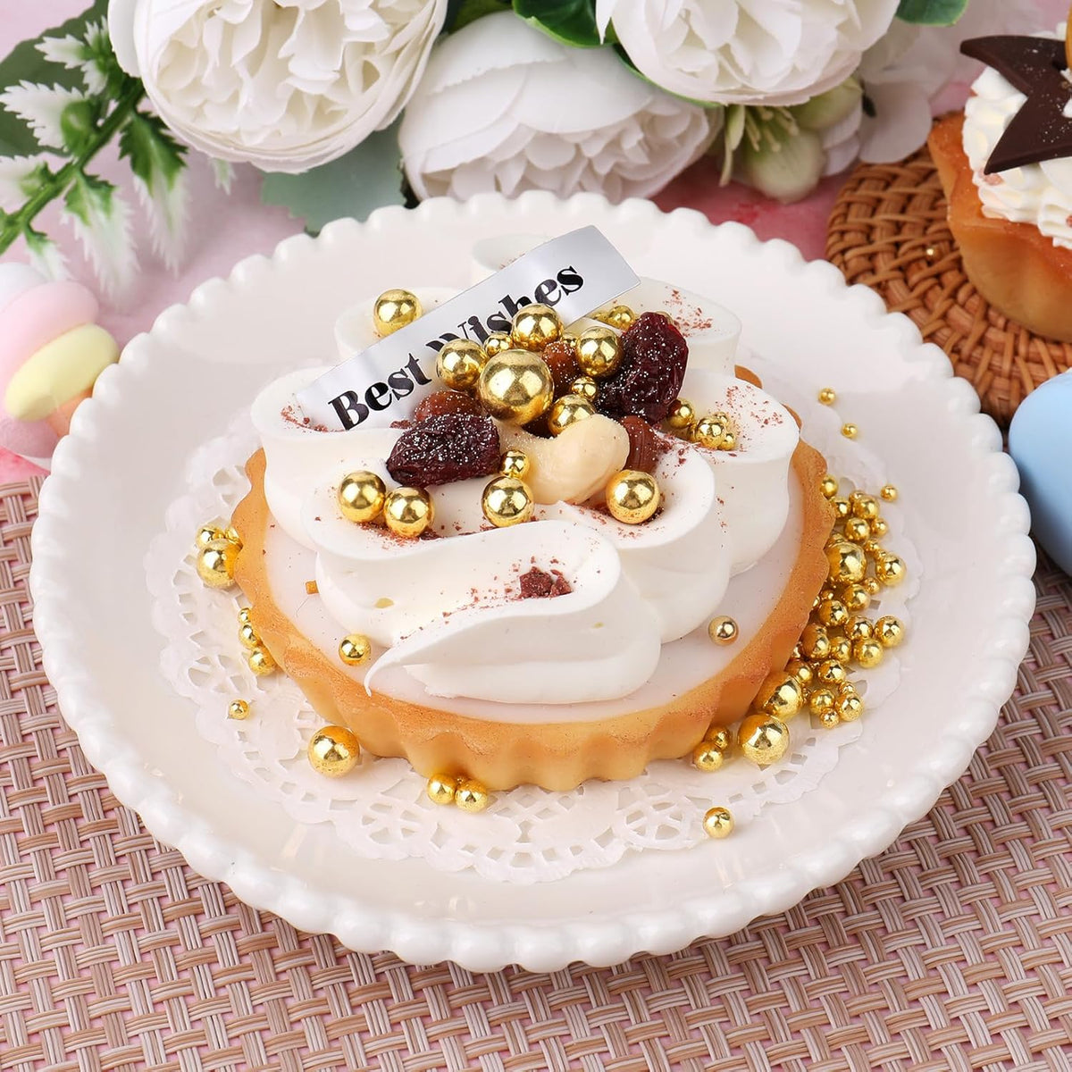 Pearl Sprinkles for Cake Decorating, 11.3 Oz Edible Pearls Sugar 4 Colors Gift Box Set for Baking
