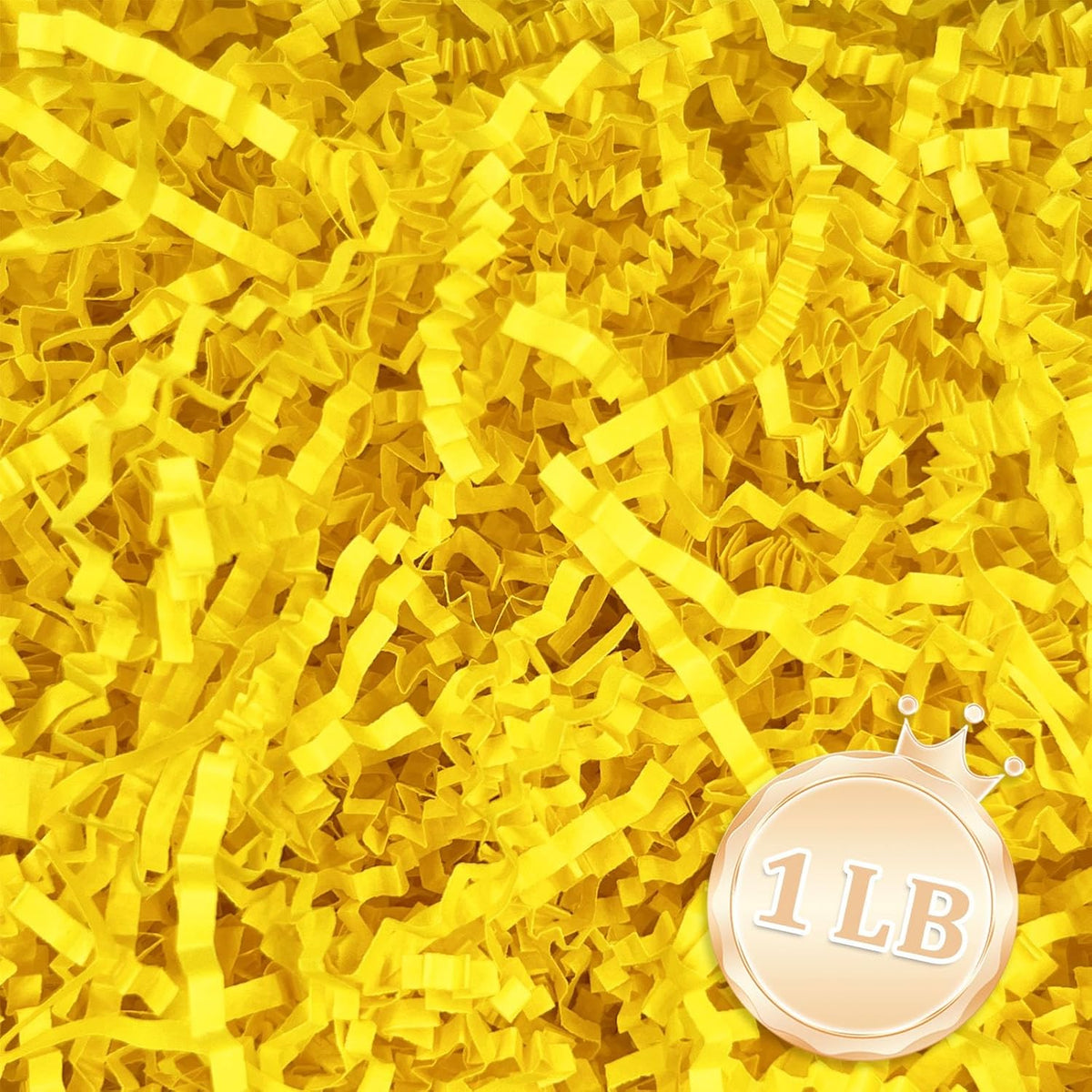 Zankubom 1 LB Lemon Yellow Crinkle Cut Paper Shred Filler Great for Gift Wrapping, Lemon Yellow