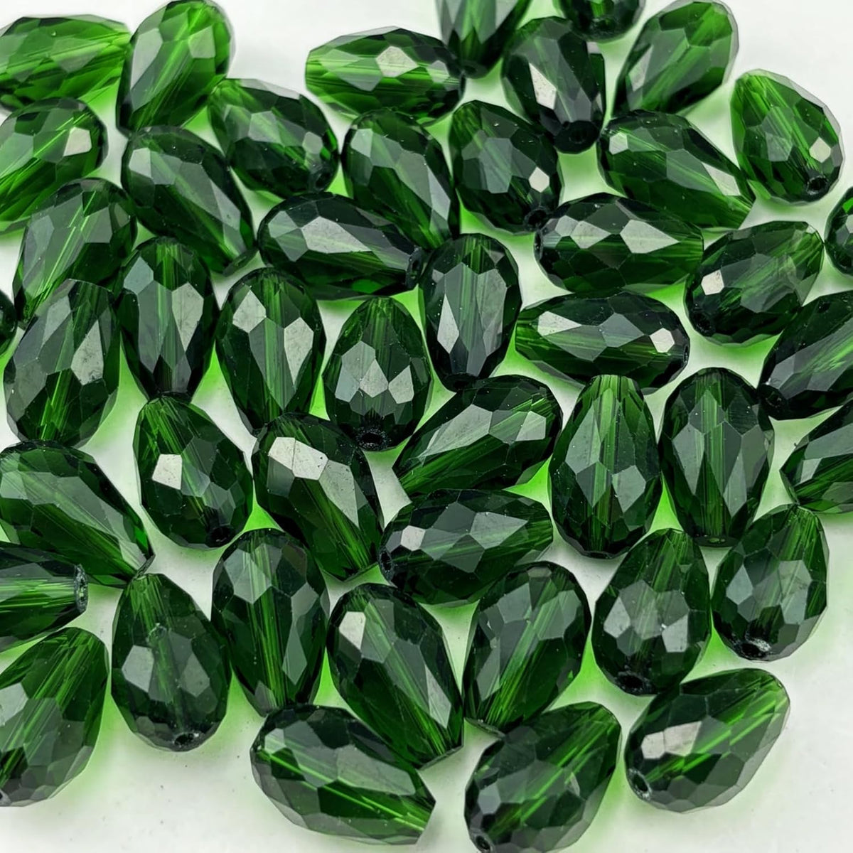 100pcs 8x12mm Teardrop Crystal Glass Beads for Jewelry Making, Faceted Vertical Hole Teardrop Glass