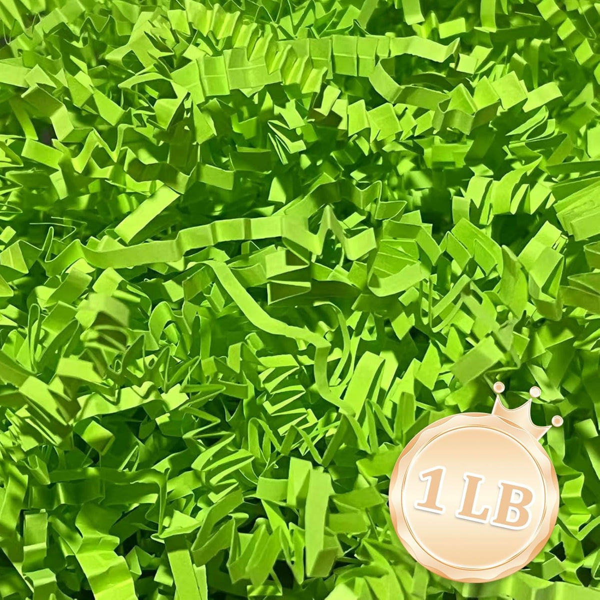 1 LB Fluorescent Green Crinkle Cut Paper Shred Filler Great for Gift Wrapping, Basket Fillers