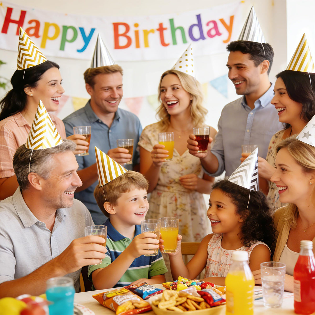 CANREVEL 24 PCS Pre-Assembled Party Hats for Adults and Kids, Gold Silver