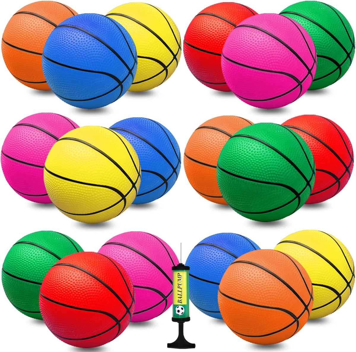 18Pcs 5" Mini Basketball Balls Bulk Small Basketball Set, PVC Small Basketball for Over The Door