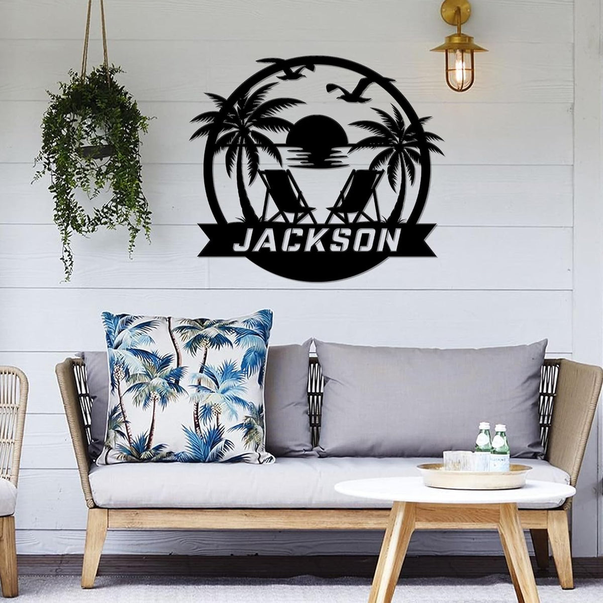 Personalized Beach Decor for Home, Custom Metal Sign Outdoor Nautical Decor, Palm Trees Coastal
