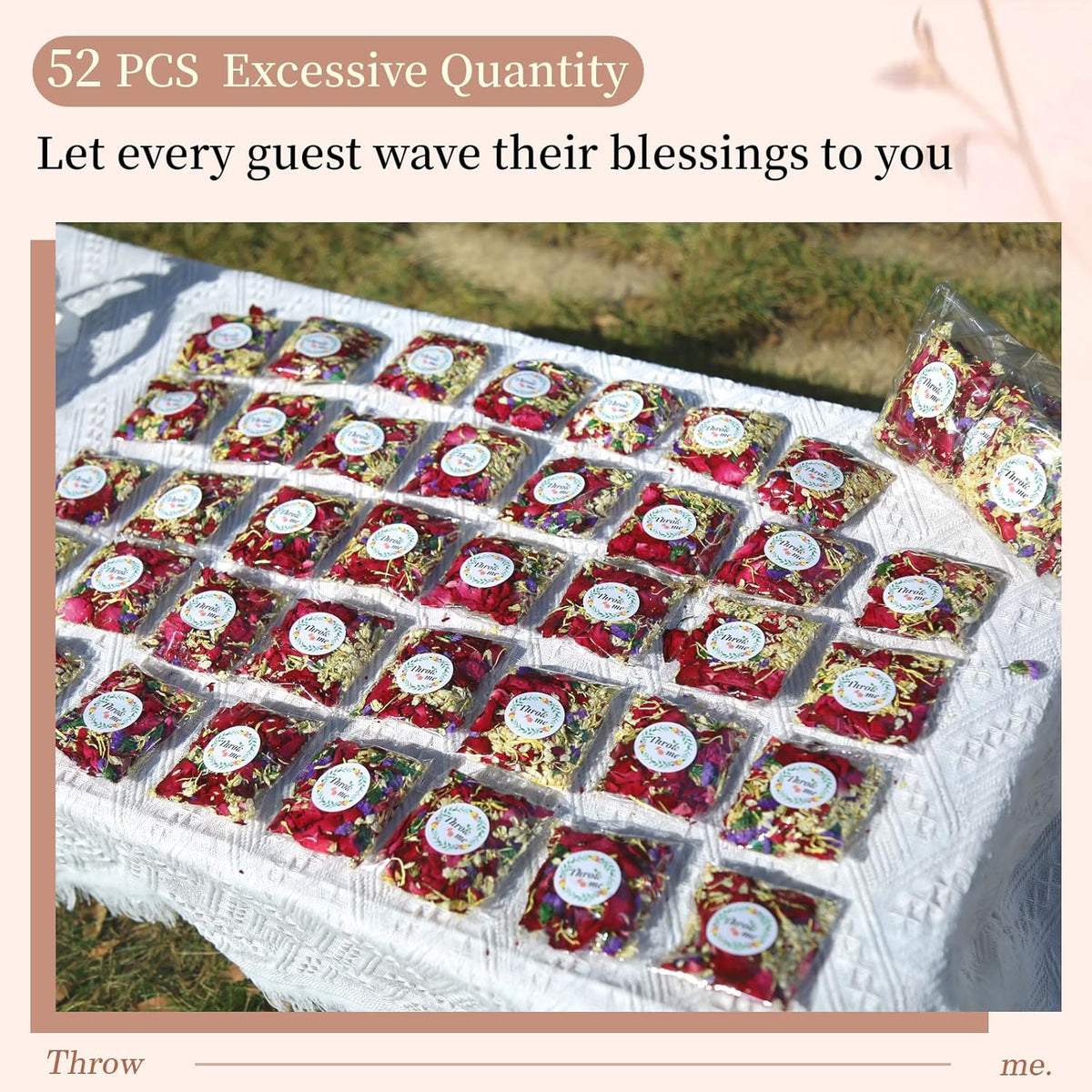 Oning 52 Pack Mix Biodegradable Confetti, Dried Flower Petals, Real Rose Petals for Weddings,Gifts