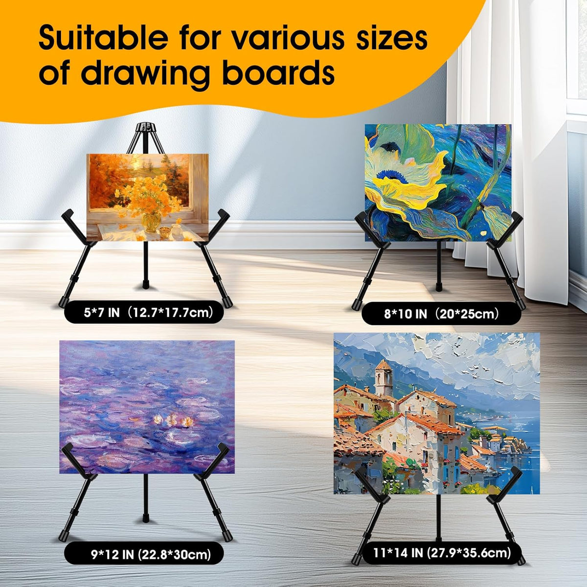 AROIC 24 Pack 14'' Tabletop Easels, Black Steel Table Top Easels for Display, Adjustable Portable
