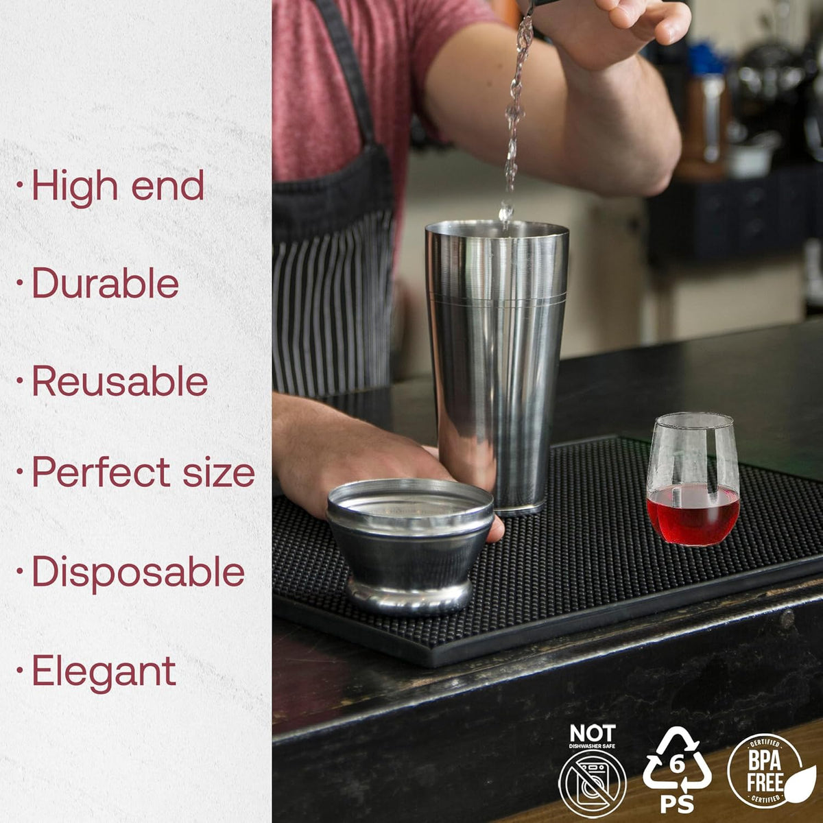 Smarty Had A Party 16 oz Clear Stemless Plastic Wine Glasses, Unbreakable Disposable Drinkware for