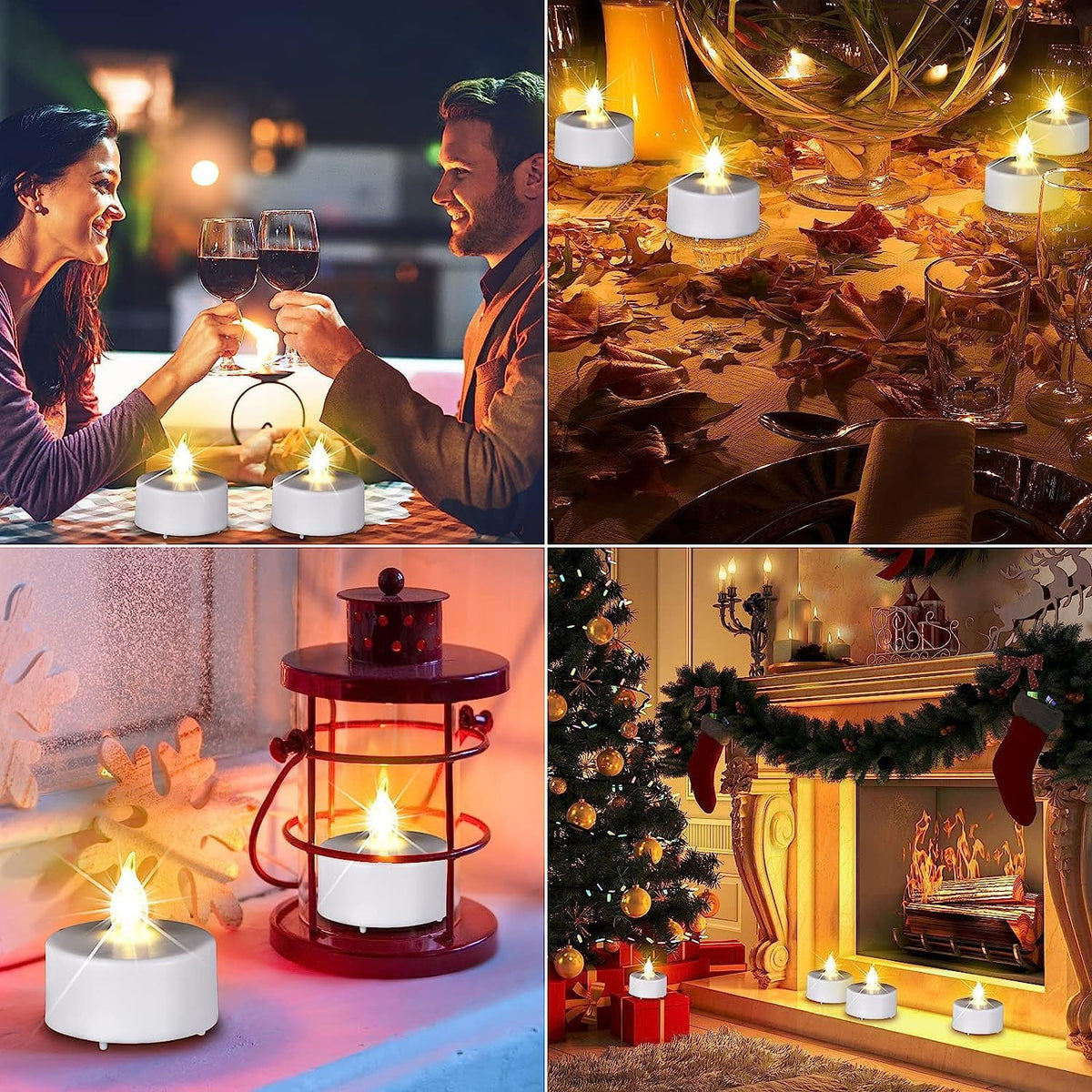 Battery Operated Tea Light Candles:200 Pack Flameless LED Realistic Flickering Candles 100+ Hours