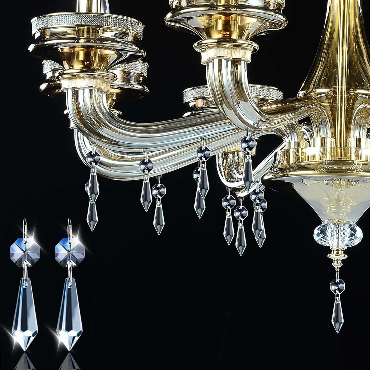 50PCS Premium Clear Crystal Teardrop Prism 2.4" -Crystal Glass Baroque Chandelier Pendant Drop