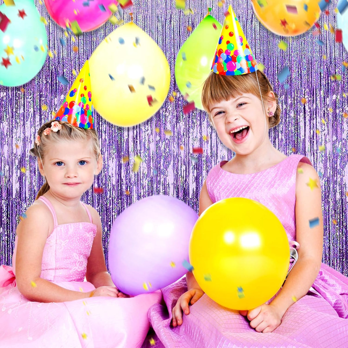 3 Pack Light Purple Foil Fringe Curtain Backdrop, 3.28Ft x 8.2Ft Metallic Tinsel Foil Fringe