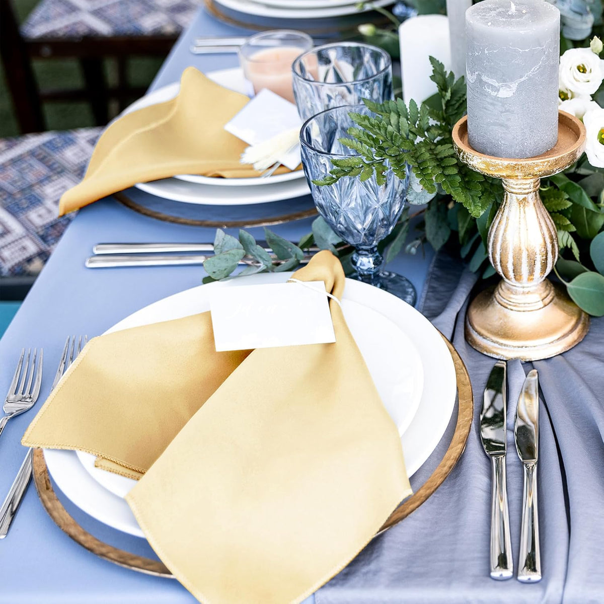 Aneco 12 Pieces Satin Napkins Soft Dinner Napkins Square Weddings Table Napkin 17 x 17 Inches for