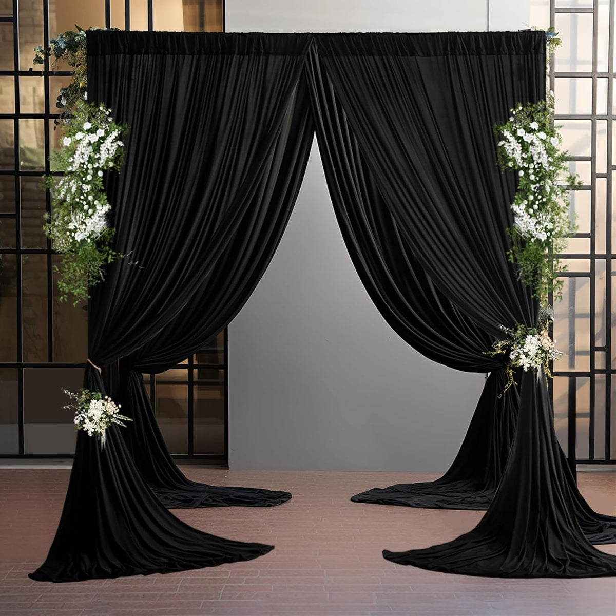 10ft×9ft Black Backdrop Curtain, Wrinkle Free Thick Polyester Drapes for Backdrop, 2 Panels 5ft x