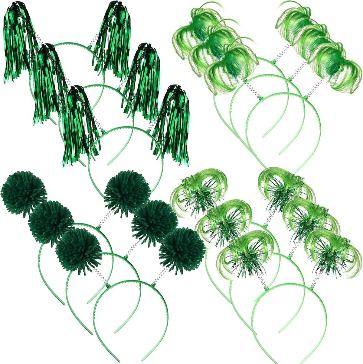 Censen 12 Pcs Halloween Pom Pom Party Headbands Tinsel Ponytails Spirit Head Bopper Headwear for